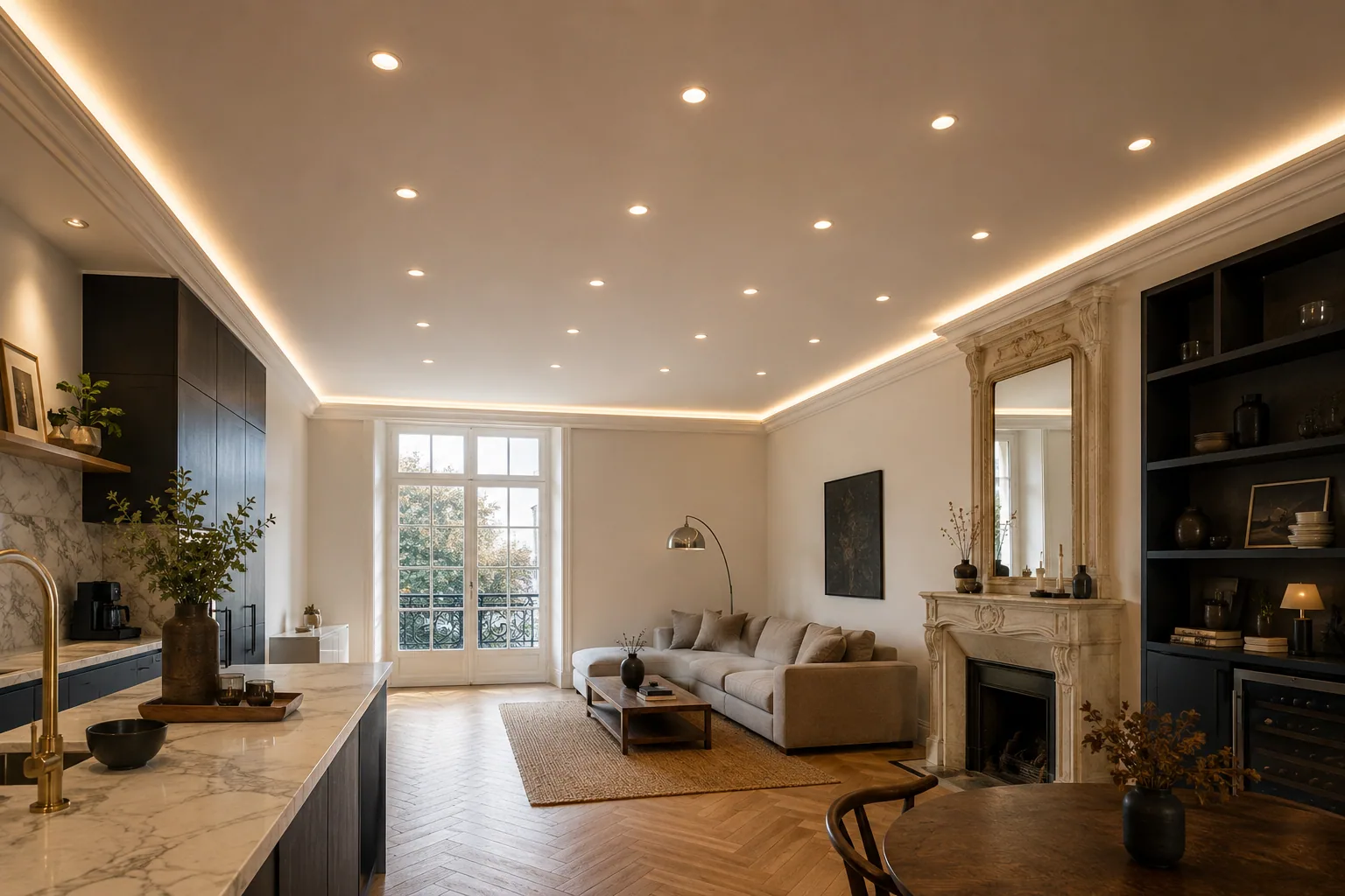 Faux plafond avec 14 spots LED — Bordeaux Caudéran